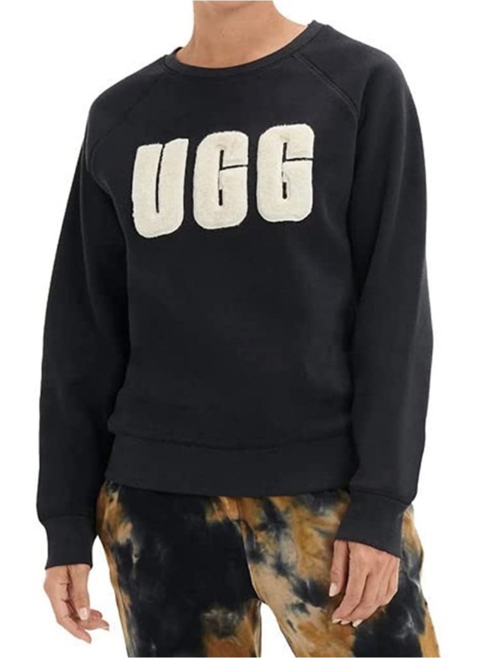 UGG Women's Madeline Black Fuzzy Logo Crewneck Size Medium